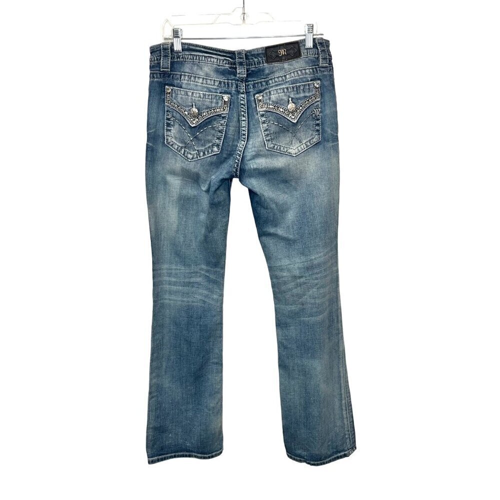 Miss Me Chloe Boot cut jeans size 29 Lightwash faux flap pockets